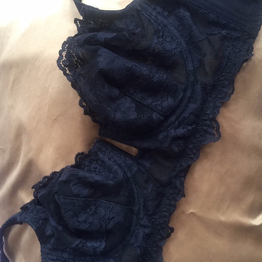 Black lace balconette bra by Mimi Holliday